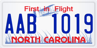 NC license plate AAB1019