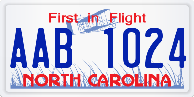 NC license plate AAB1024