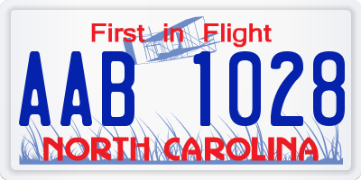 NC license plate AAB1028