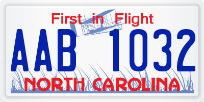 NC license plate AAB1032