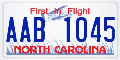 NC license plate AAB1045