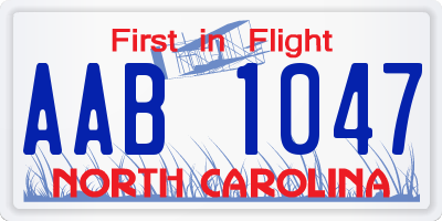 NC license plate AAB1047