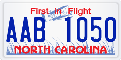 NC license plate AAB1050
