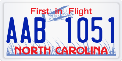 NC license plate AAB1051