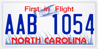 NC license plate AAB1054