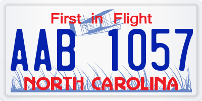 NC license plate AAB1057