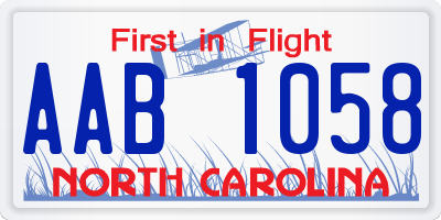 NC license plate AAB1058