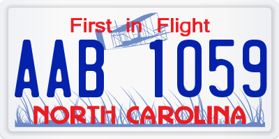 NC license plate AAB1059