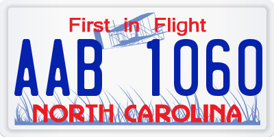 NC license plate AAB1060