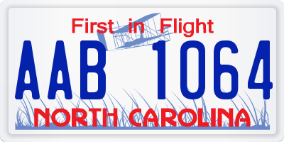 NC license plate AAB1064