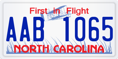 NC license plate AAB1065