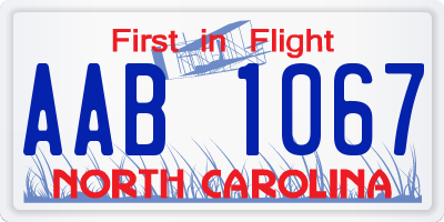 NC license plate AAB1067