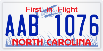NC license plate AAB1076