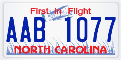 NC license plate AAB1077