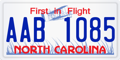 NC license plate AAB1085