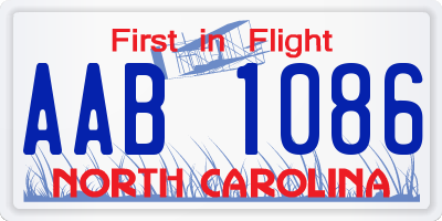 NC license plate AAB1086