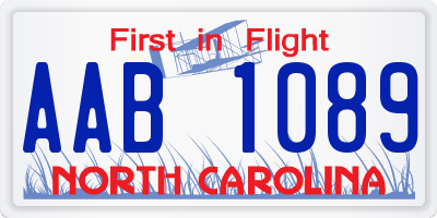 NC license plate AAB1089