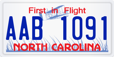 NC license plate AAB1091