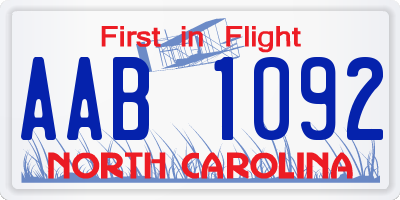 NC license plate AAB1092