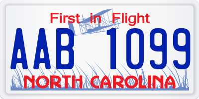 NC license plate AAB1099