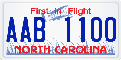 NC license plate AAB1100