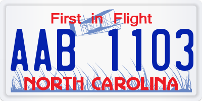 NC license plate AAB1103