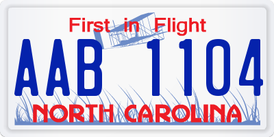 NC license plate AAB1104