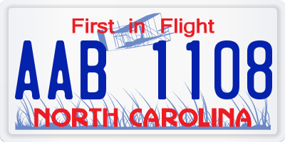 NC license plate AAB1108