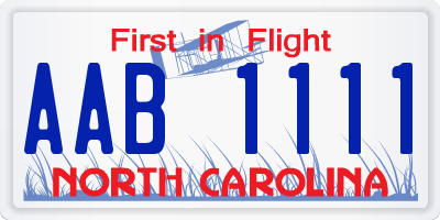 NC license plate AAB1111