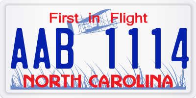 NC license plate AAB1114