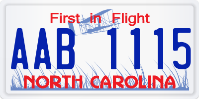 NC license plate AAB1115