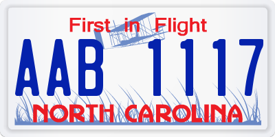 NC license plate AAB1117