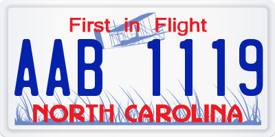 NC license plate AAB1119