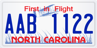 NC license plate AAB1122