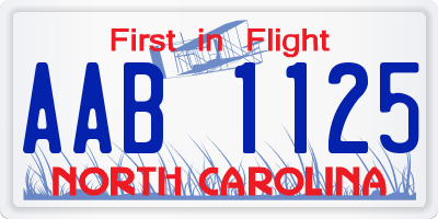 NC license plate AAB1125