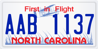 NC license plate AAB1137