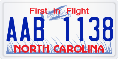 NC license plate AAB1138