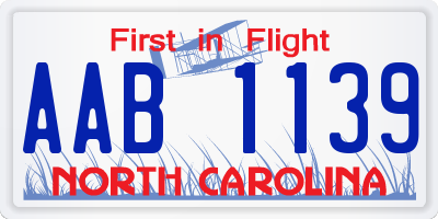 NC license plate AAB1139