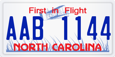 NC license plate AAB1144