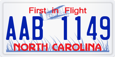 NC license plate AAB1149