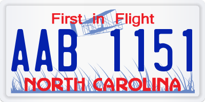 NC license plate AAB1151