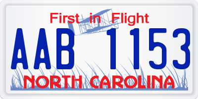 NC license plate AAB1153