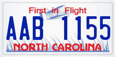 NC license plate AAB1155