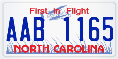 NC license plate AAB1165