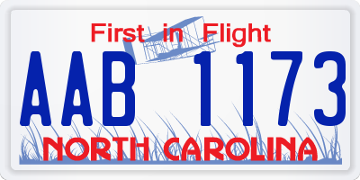 NC license plate AAB1173