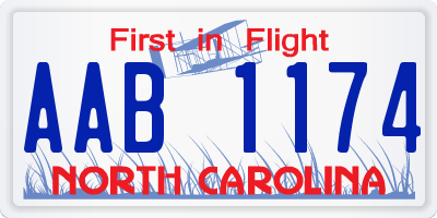 NC license plate AAB1174