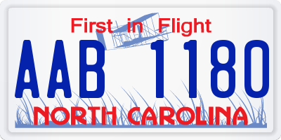 NC license plate AAB1180