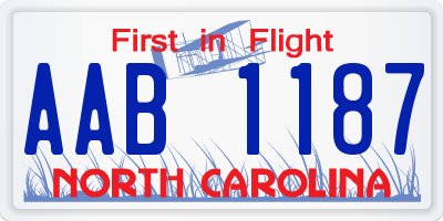 NC license plate AAB1187