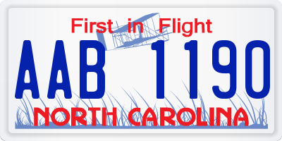 NC license plate AAB1190