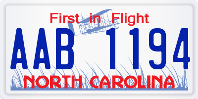 NC license plate AAB1194